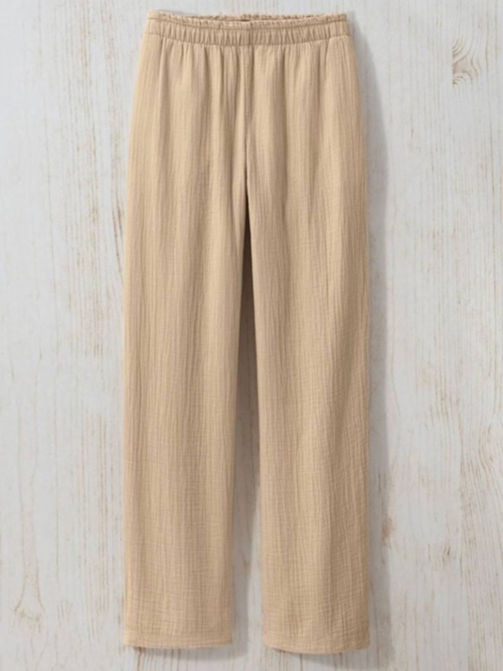 Coldwater Creek Sand Tan Camel Khaki Summer Breeze Gauze Pull-On Cropped Pants